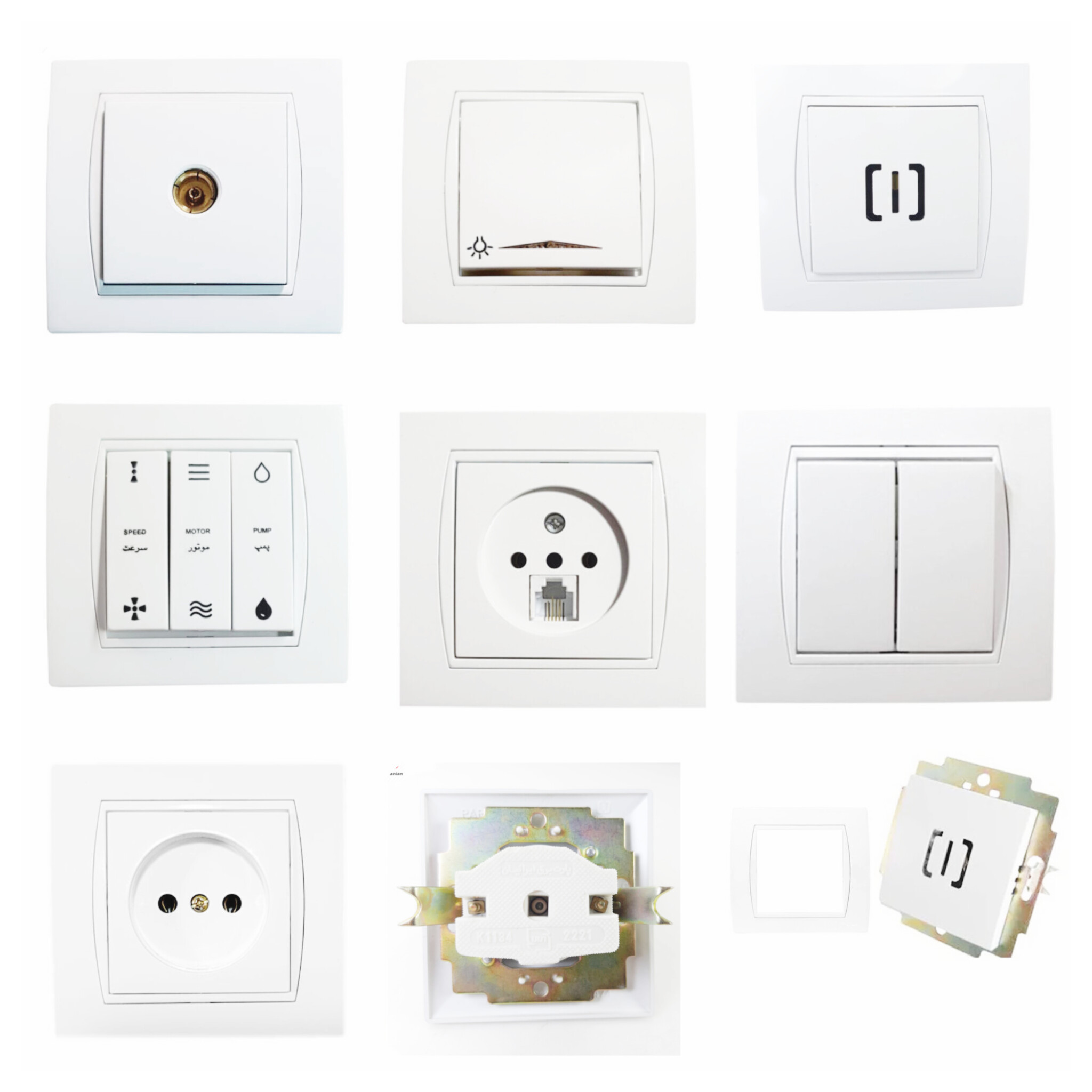 کلید دو پل توکار سرامیک پارت برق ایرانیان بسته 10عدد